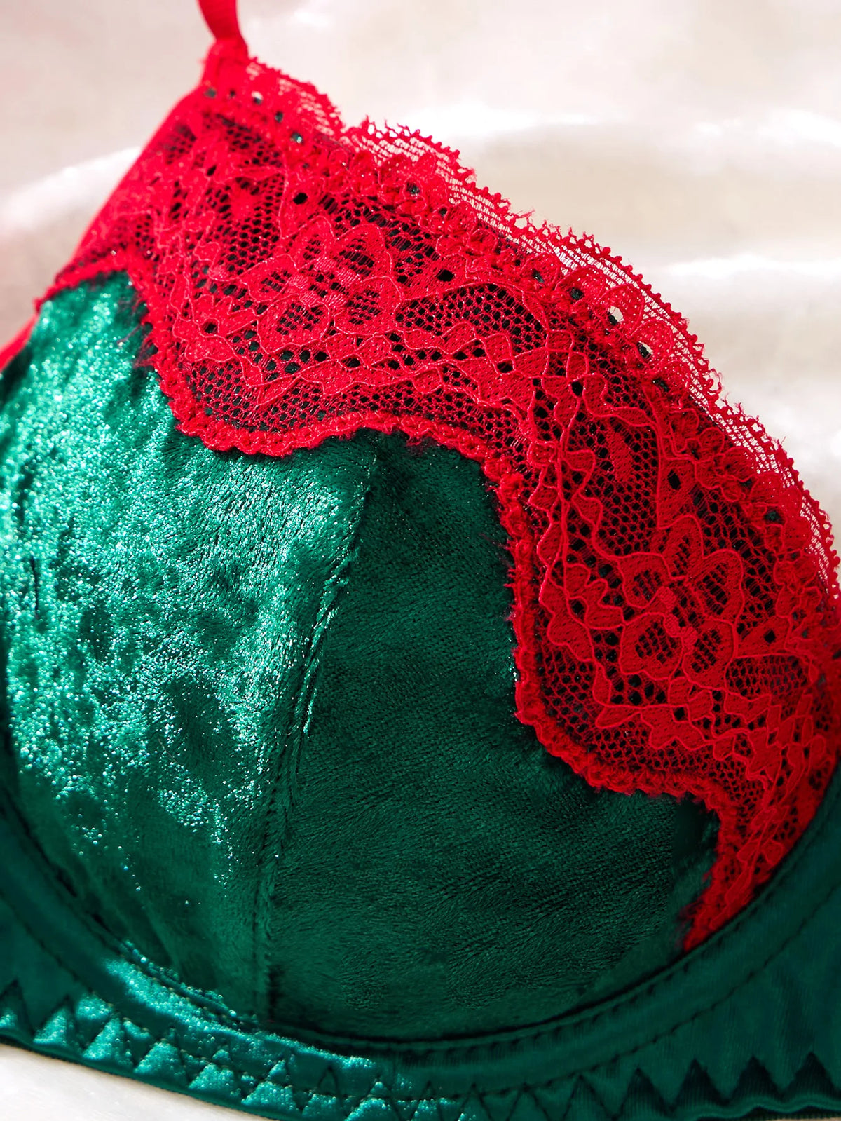 Green & Red Christmas Bra & Thong Set