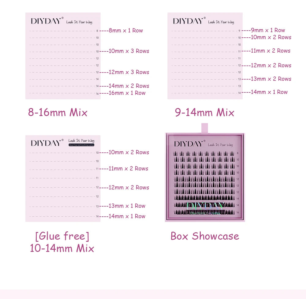 DIYDAY 20P/30P/40P/50P/60P/80P Lash Extension Cluster DIY Glue-free False Lash Clusters home DIY beauty tool eyelash