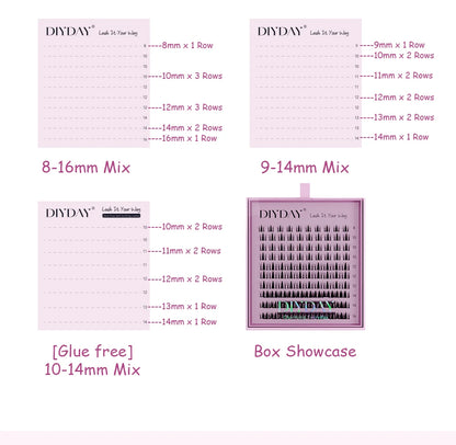 DIYDAY 20P/30P/40P/50P/60P/80P Lash Extension Cluster DIY Glue-free False Lash Clusters home DIY beauty tool eyelash