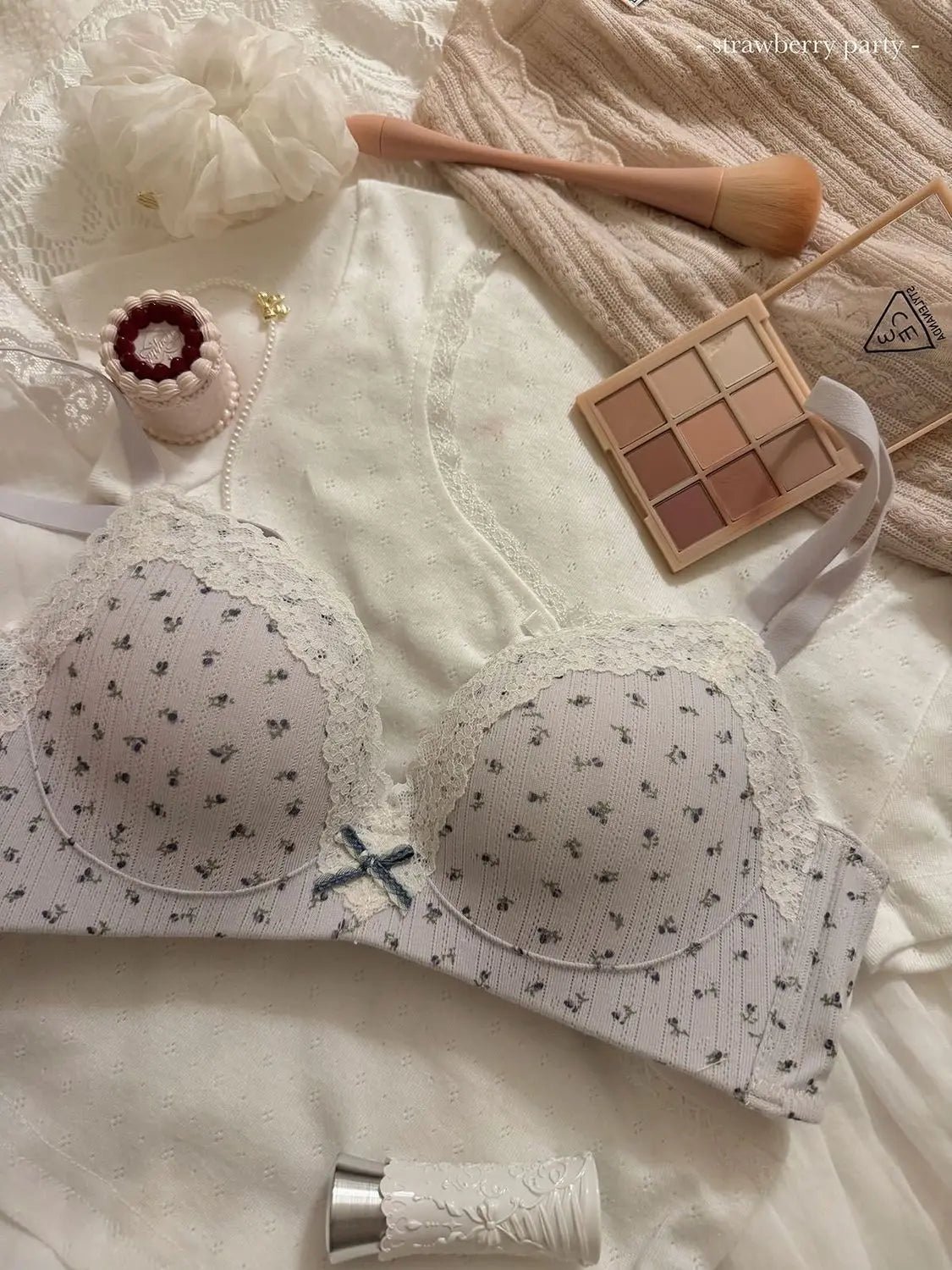 Women's Floral Lace Wireless Bra Set