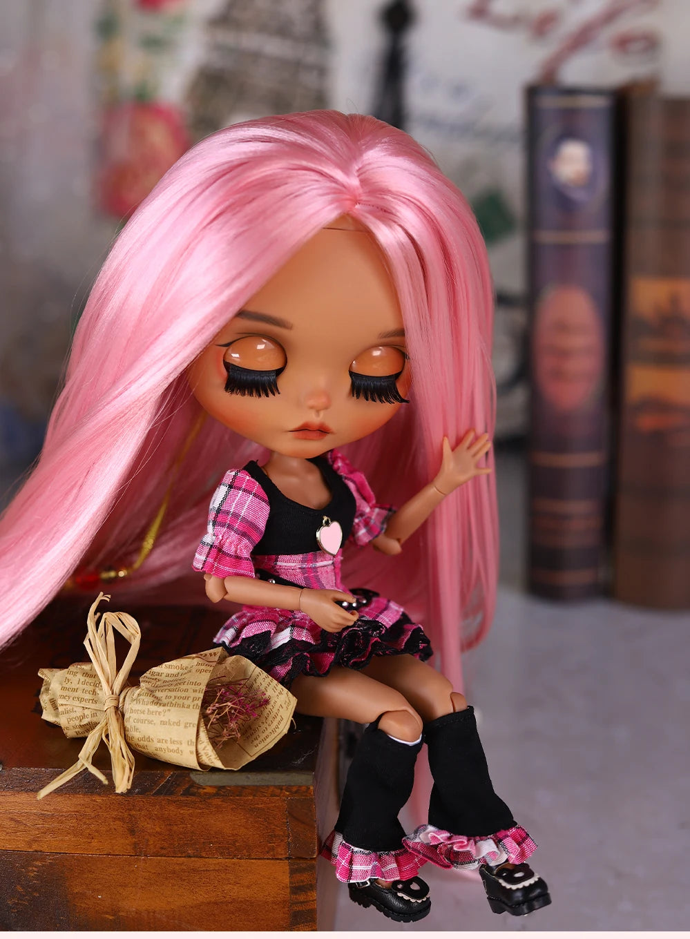 ICY DBS Blyth 1/6 Doll Set tan Skin Long Eyelashes Sleepy Eyes BJD Doll Set SD