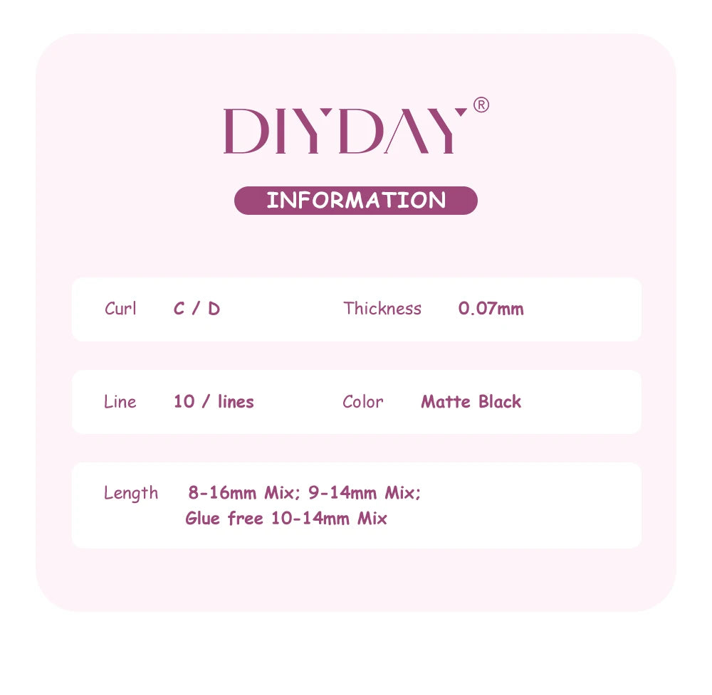 DIYDAY 20P/30P/40P/50P/60P/80P Lash Extension Cluster DIY Glue-free False Lash Clusters home DIY beauty tool eyelash