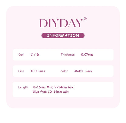 DIYDAY 20P/30P/40P/50P/60P/80P Lash Extension Cluster DIY Glue-free False Lash Clusters home DIY beauty tool eyelash
