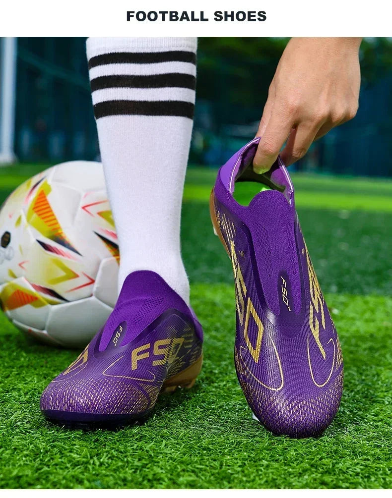 New Men Football Boots Sneakers High-quality Non-Slip Boys Cleats Hot-selling Soccer Shoes Grass Outdoor Match High-top Light