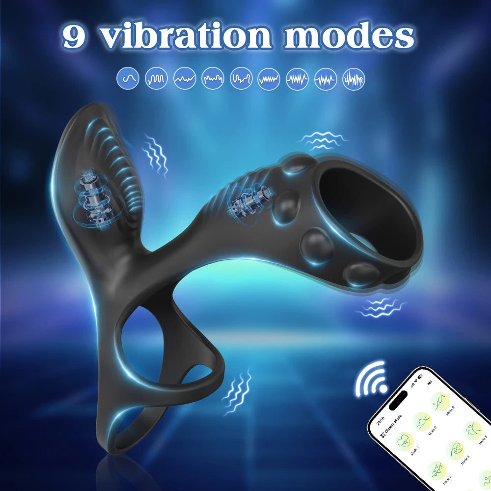 Vibrating Cock Ring Adult Sex Toys with Clitoral G Spot Vibrator, APP Remote Control Penis Ring Sleeve Vibrator Sex Toy for Men