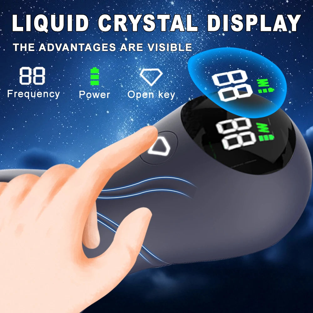 Electric Shock Male Vibrator Penis Glans Stimulator Strong Vibration Led Display Delay Training Exerciser Extender for Male Mas