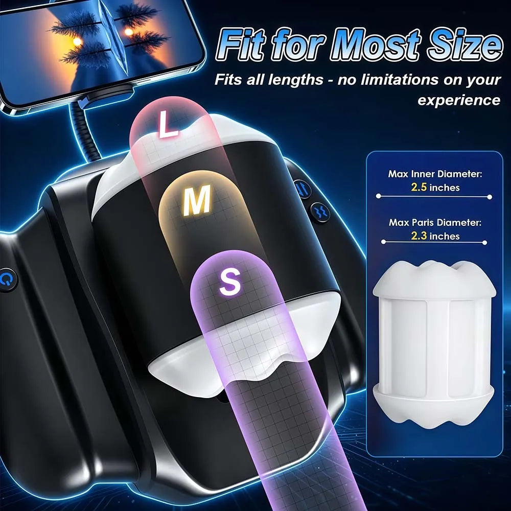 Automatic Male Masturbation Cup Telescopic Vibrating Pocket Pussy with Holder Penis Trainer Sex Machine Adult Sex Toys for Men
