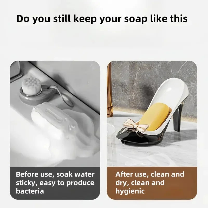 1pc Creative High Heel Shoe Design Soap Dish with Suction Cup Universal Fit for Bathroom Countertop Ideal for Dorms and Home