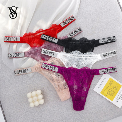 Women's High-Waist Lace Thong Panties