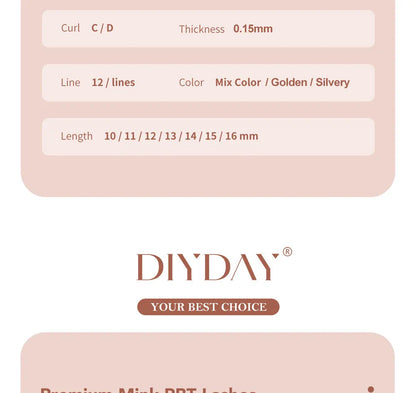 DIYDAY Mixed Glitter Colored Eyelashes Individual Premade Russian Volume Fans Glitter Lashes Extension Wholesale for Makeup