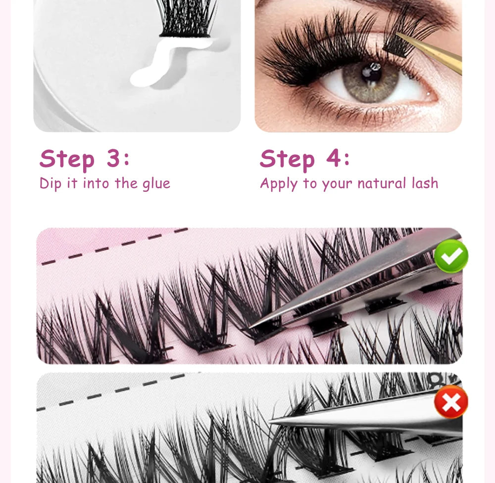 DIYDAY 20P/30P/40P/50P/60P/80P Lash Extension Cluster DIY Glue-free False Lash Clusters home DIY beauty tool eyelash