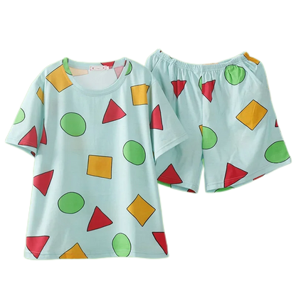 Pijama Sin Chan Man Pajama Sinchan Cotton Summer Short Sets Japanese Pajamas for Couples Man and Woman Sleepwear 2021