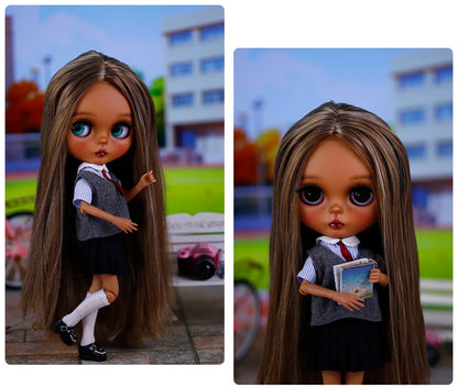 ICY DBS Bryce 1/6 Hand-Painted Doll Set Doll with Black skin, Long Lashes, and Sunspots SD Version