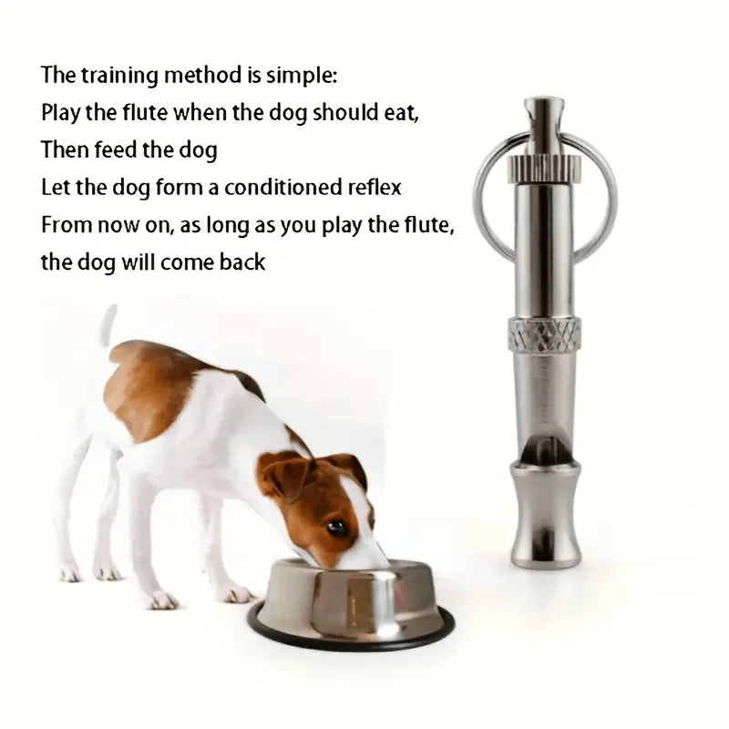 Adjustable Pitch Dog Whistle – Stainless Steel, Keychain, Stop Barking & Recall Training
