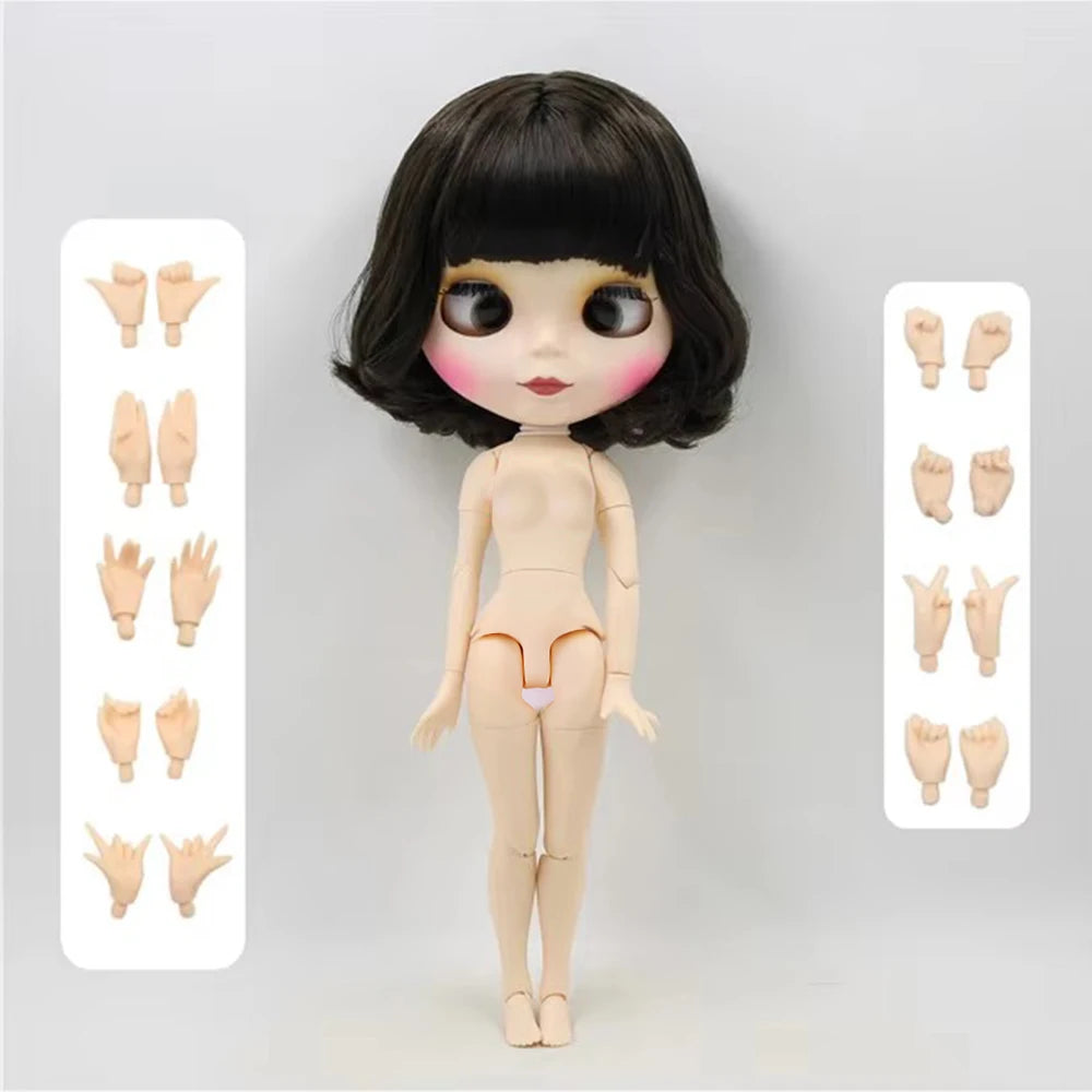 ICY DBS Blyth doll 1/6 bjd toy short black hair with crosseye crosseyes matte face BL950 30cm cute doll girl anime