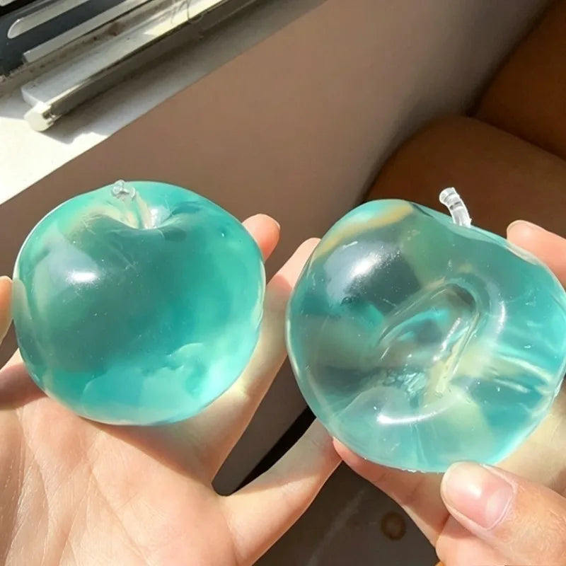 Apple Moldable Stress Ball Coconut Oil Squishy Transparent Apple Non-Bounce Squeeze Ball ASMR Sensory Toy Relieve Stress Toy