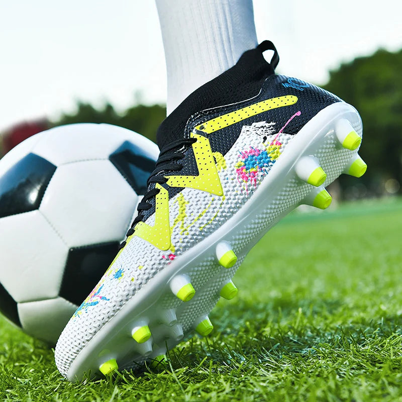 Professional AG FG Soccer Cleats Textured PU Upper High Friction TPU Stud Anti-slip Improve Grass Players Ball Control