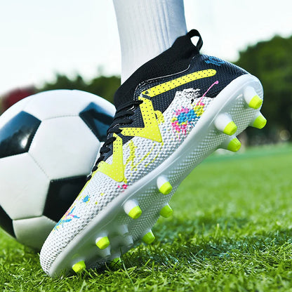 Professional AG FG Soccer Cleats Textured PU Upper High Friction TPU Stud Anti-slip Improve Grass Players Ball Control