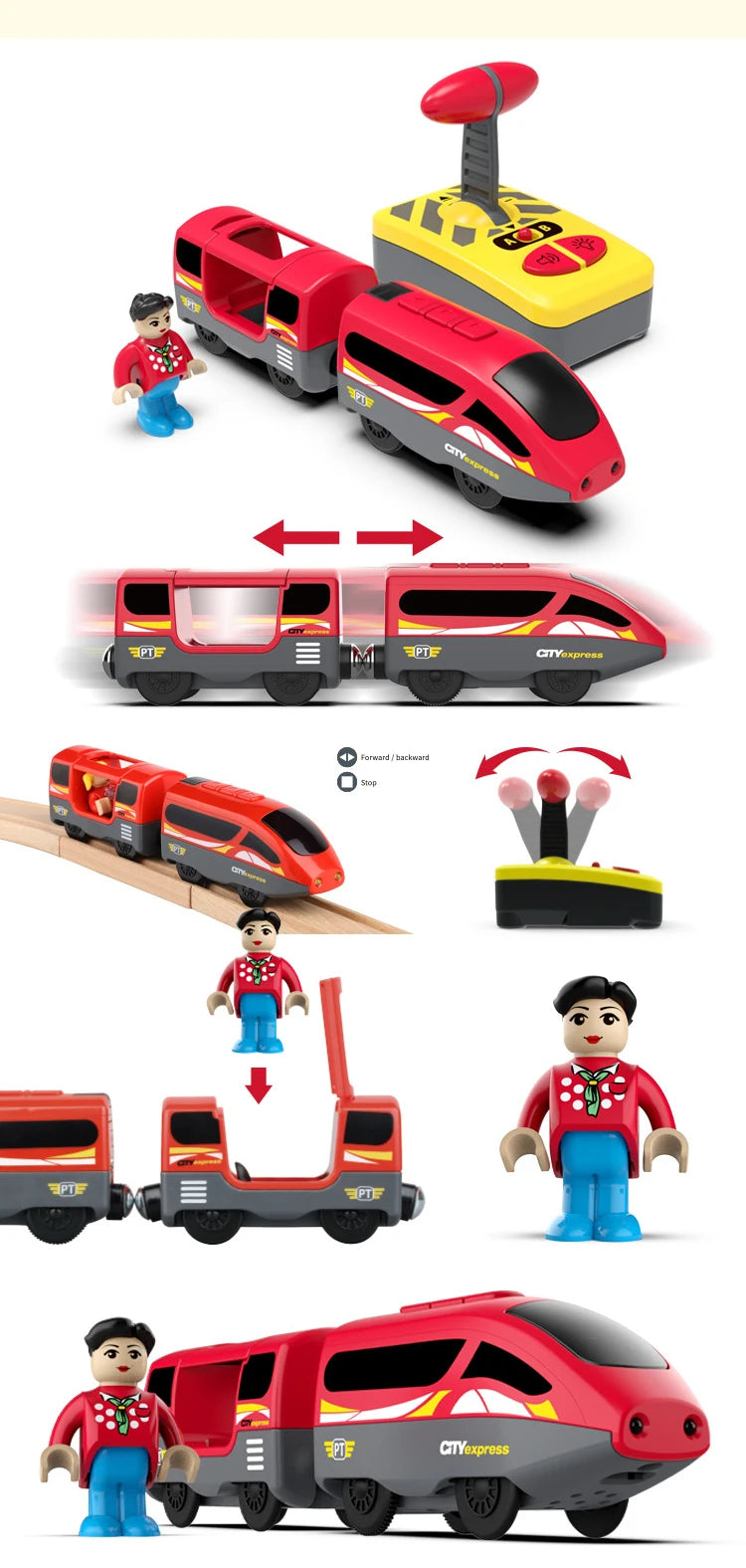 Magnetic Slot Diecast Car RC Electric Train Track Sets Fit for All Wood Railway Track Accessories Christmas Gift for Children