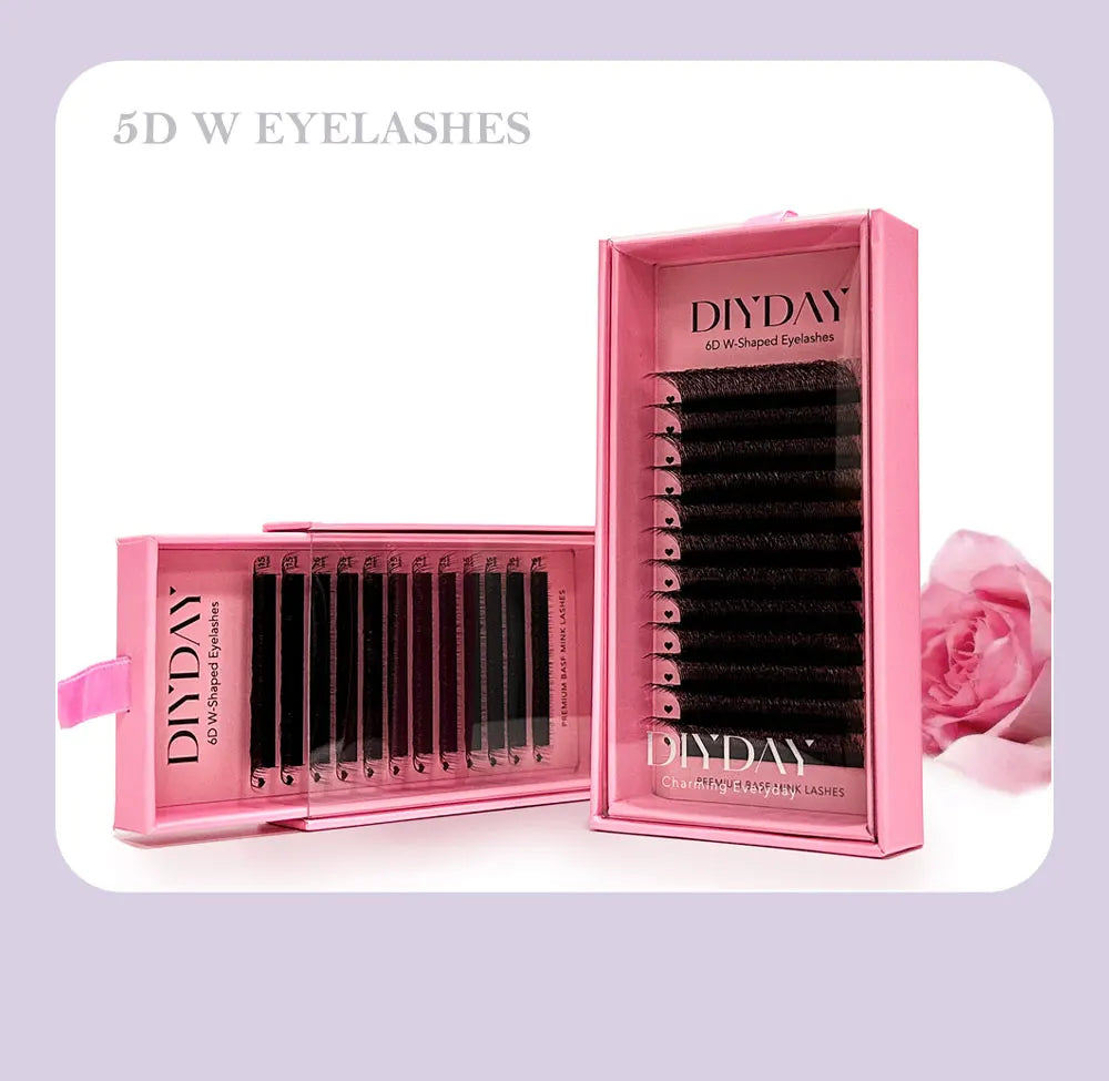 DIYDAY W-Shape Eyelash Extension 3d 4d 5d 6d 7d 8d W Lashes Natural Soft Premade Fan Bloom Effect Eye Lashes for Beauty Makeup