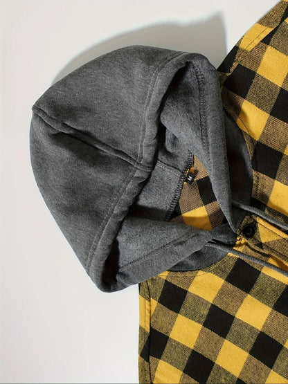 Men's Plaid Hooded Casual Shirt