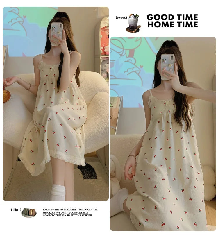 Women's Floral V-Neck Halter Nightgown