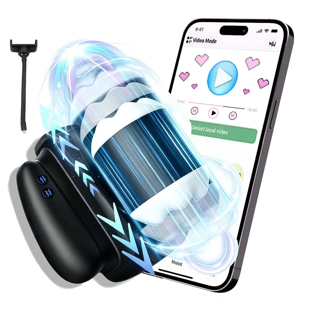 Automatic Male Masturbation Cup Telescopic Vibrating Pocket Pussy with Holder Penis Trainer Sex Machine Adult Sex Toys for Men