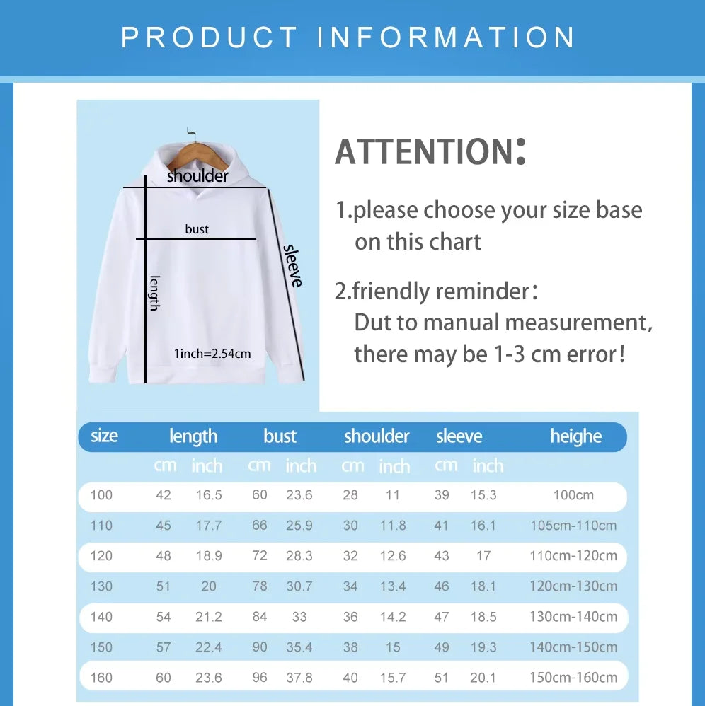 American Retro Cartoon Print Children'sCasual Long-Sleeved Hooded Shirt-Korean Version Warm and Comfortable Boys' and Girls' Top