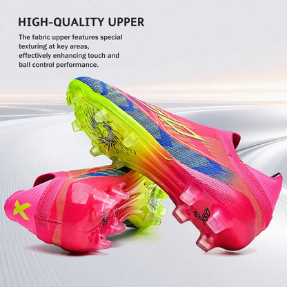 AG/FG Soccer Cleats for Men Women Youth PU Fabric Upper TPU Sole Non-Slip Wear-Resistant for Natural Grass Sports Pitch Tra