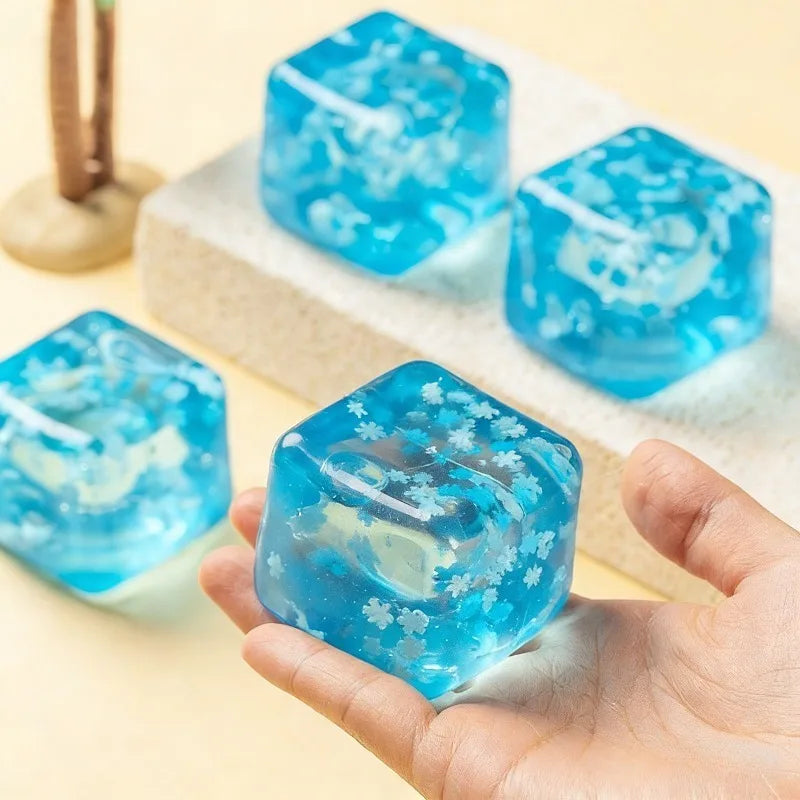 Squishy Snowflake Ice Cubes Slow Rising Sensory Fidget Toy Soft Ice Cubes Stress Relief Squeeze Toy Hand Exercise Calming Tool