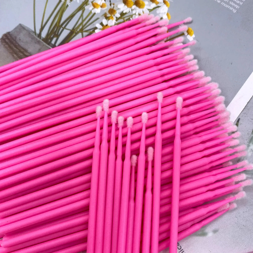 100/500pcs Eyelash Cleaning Brush Lash Extension Micro Cotton Swab Individual Eyelashes Microbrush Beauty Makeup Clean Remover