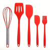 5pcs Colorful Silicone Kitchen Utensil Set Large Scraper Small Scraper Mixer Oil Brush Long Spatula Color Baking Kitchen Tools