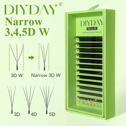 DIYDAY Narrow 3d 4d 5d Eyelash Extension V-Shaped Volume Fans W Shape Eyelashes BASF Natural Dense Faux Mink Lashes