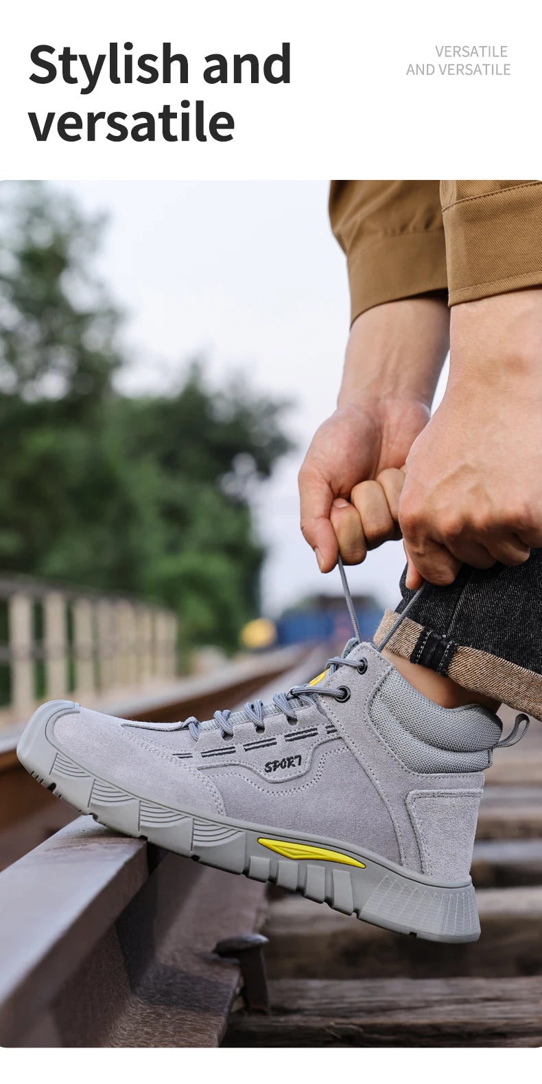 GUYISA Men's Anti-Shock and Anti-Penetration Work Shoes with Rubber Soles