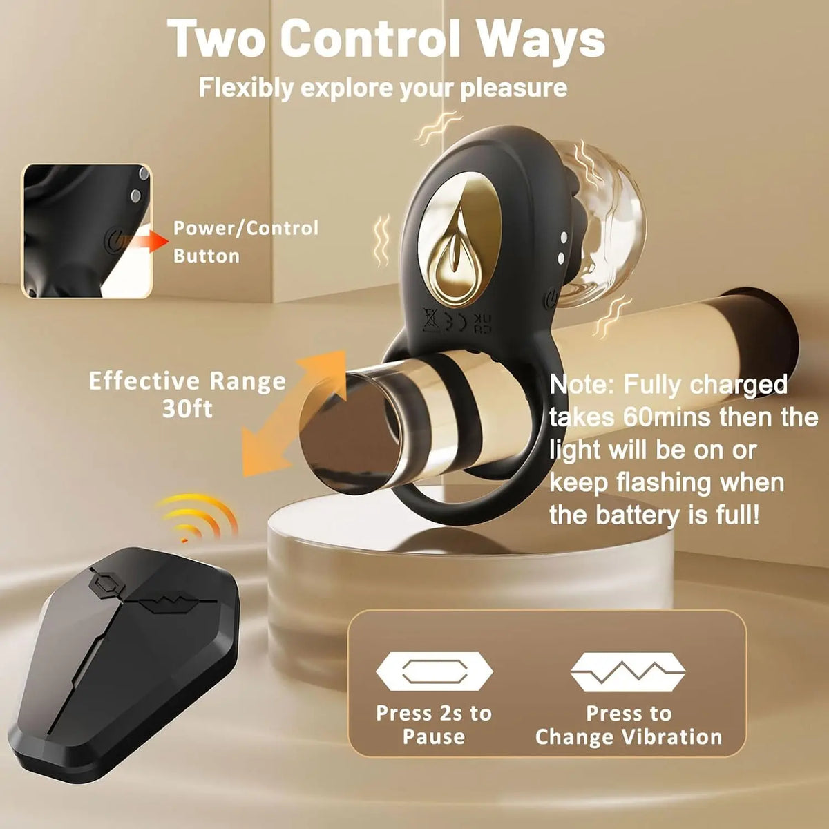 Vibrating Cock Ring Adult Sex Toys for Men, Silicone Penis Ring with Rose Clitoral Remote Control Vibrator Couples Sex Toys