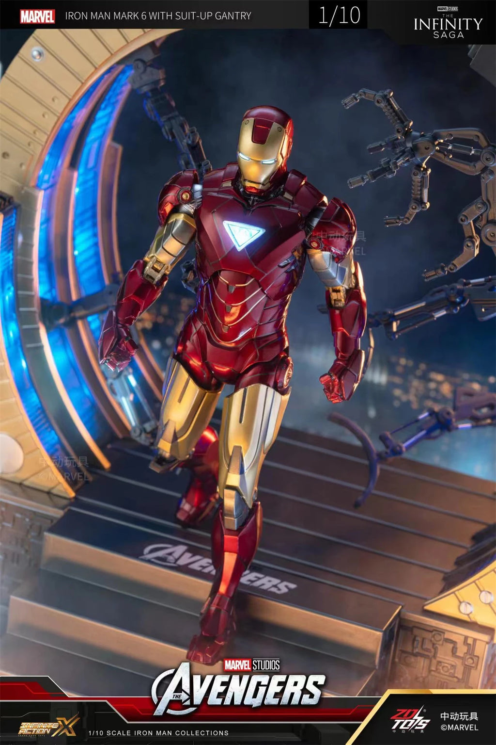 ZD Toys Avengers Iron Man Action Figure MK6 Suit-up Gantry Suit Up Gantry With MK4 Tony Stark Legends Collection Toy Gift