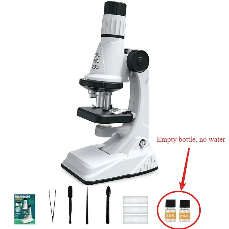 Kids Microscope Kit 200x 600x 1200x Biological Science Stem Toy Hand Loupe School Educational Pocket Microscope with LED Light