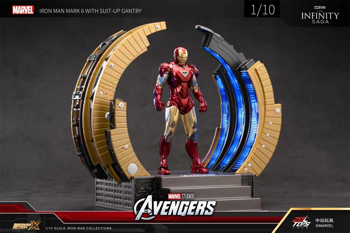 ZD Toys Avengers Iron Man Action Figure MK6 Suit-up Gantry Suit Up Gantry With MK4 Tony Stark Legends Collection Toy Gift