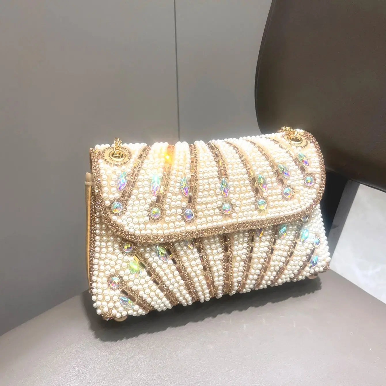 Women's Crystal Rhinestone Metallic Clutch Bag – Evening & Party, 3 Colors - TRYSHOPPY
