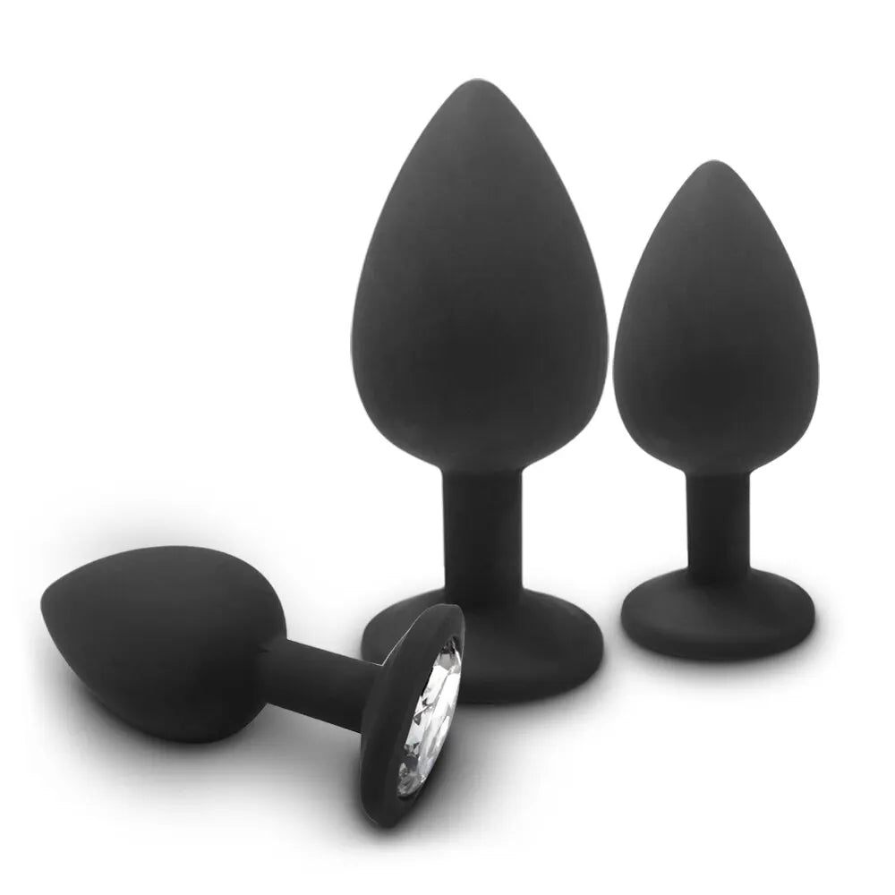 Soft Silicone Butt Plug Anal Plug Unisex Sex Stopper 3 Different Size Adult Toys for Men/Women Anal Trainer for Couples