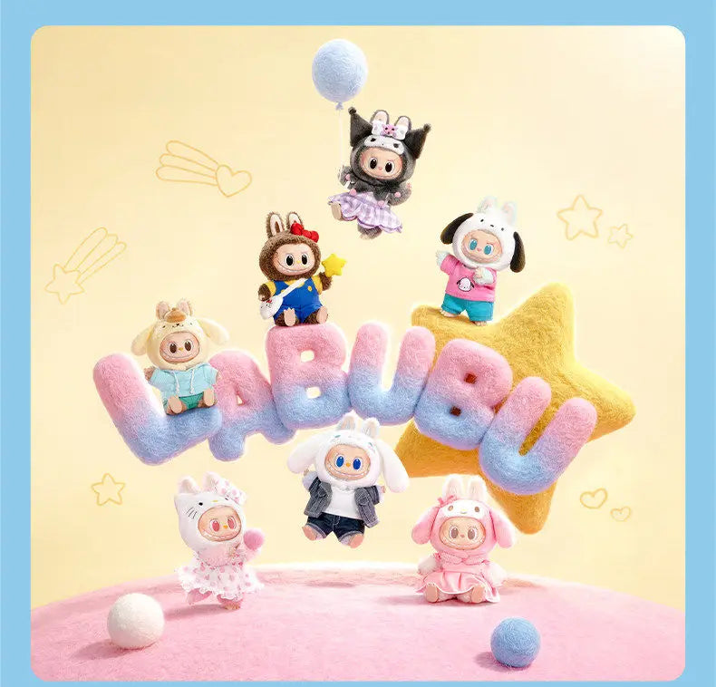 New Genuine POPMART Labubu Sanrio Hello Kitty Kuromi Plush Pendant Blind Box Holiday Gift