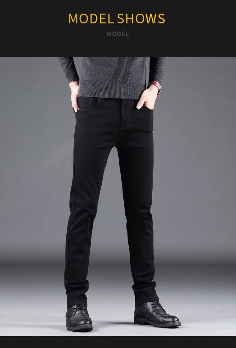 Men's Black Slim-Fit Stretch Jeans