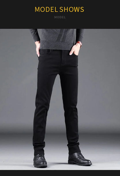 Men's Black Slim-Fit Stretch Jeans