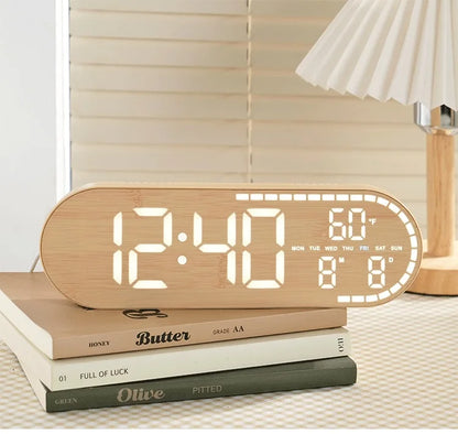 Large Digital Wall Clock Temperature and Date Week Display Electronic LED Table Alarm Clocks Brightness Adjustable 12/24H Format