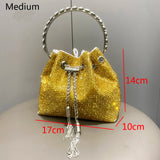 Women's Crystal Rhinestone Bucket Clutch Bag – Evening & Banquet, 7 Colors