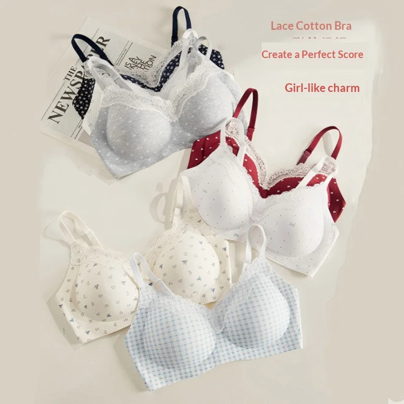 Women's Floral Lace Wireless Bra Set