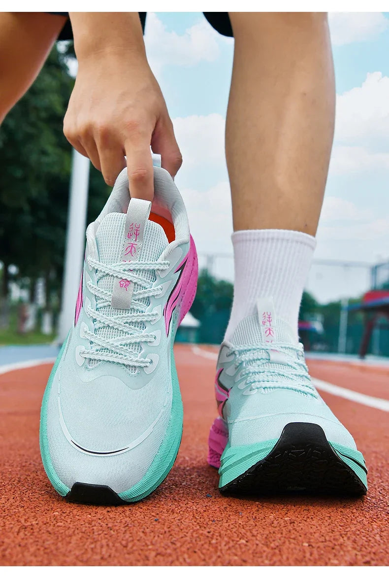 Men's Running Shoes Jogging Cushioning Mesh Outdoor Couple Trainer Race Breathable Sneakers Non-Slip Carbon Board Off-road Shoes