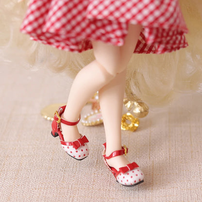 ICY DBS Blyth doll shoes polka dot elegant chunky heeled high heels toy gift