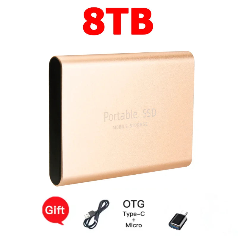 High-speed SSD 1TB Portable External Hard Drive 2TB Solid State Drive 4TB Mass Hard Disk for Laptop Mac PC and Mobile Phone Data