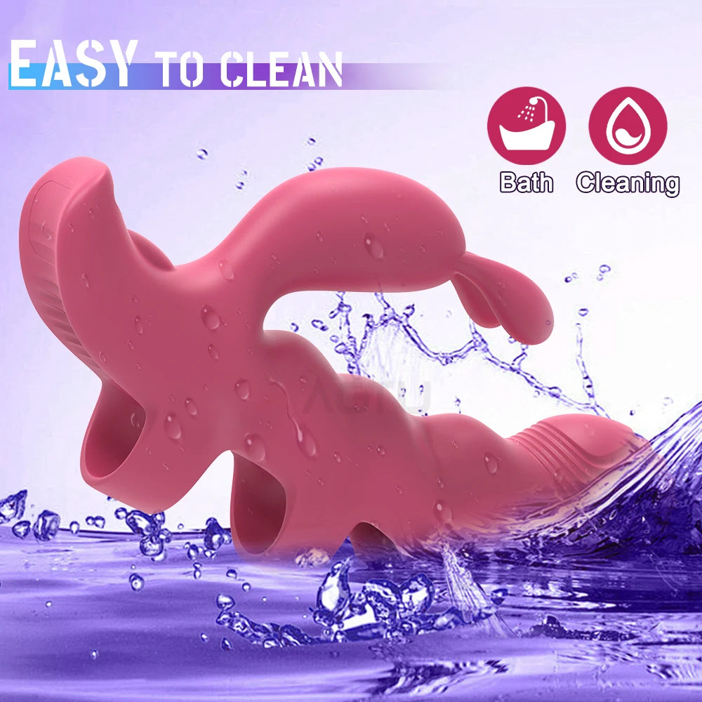 2 In 1 Rabbit Vibrators Finger Vibrator Adult Sex Toys for Women, Clitoral Nipple Butterfly Vibrators for Women G-Spot Massager